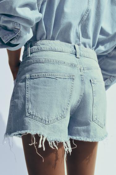 SHORT EN JEAN TRF COURT BAGGY TAILLE BASSE - Bleu clair de Zara - Image 4