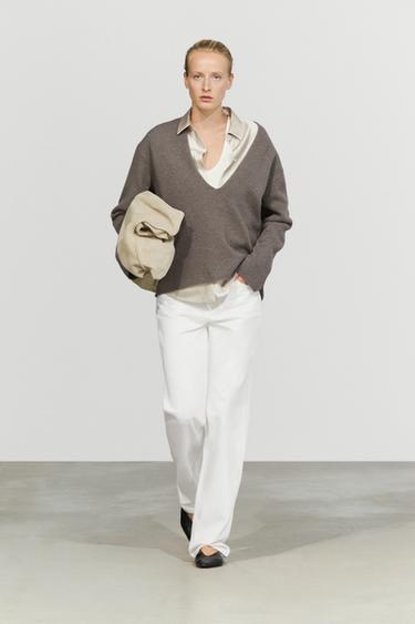 Zara Long-line knit sweater with neckline detail - 211 - Image 0