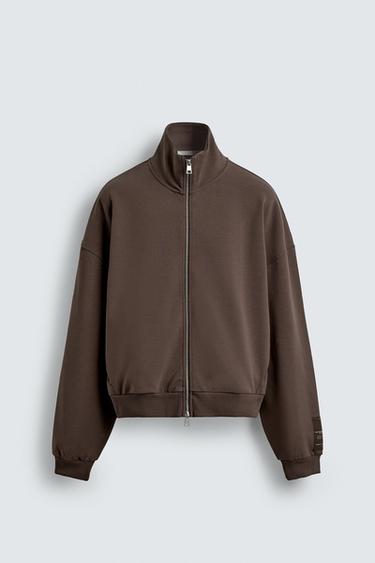 INTERLOCK LABEL JACKET - Chocolate by Zara
