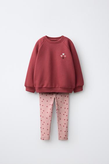CONJUNT DESSUADORA I LEGGINGS CANALÉ ESTAMPAT CORS - Vermell de Zara