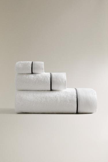 PIQUÉ BAND BATH TOWEL - Dark grey by Zara