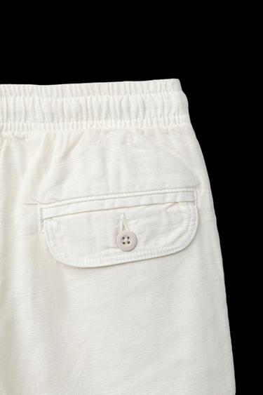 Zara FLOWY COTTON PANTS - Ecru