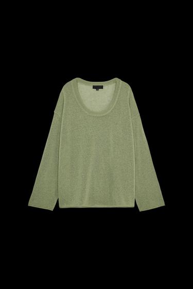 Zara RUSTIC KNIT SWEATER - Green - Image 0
