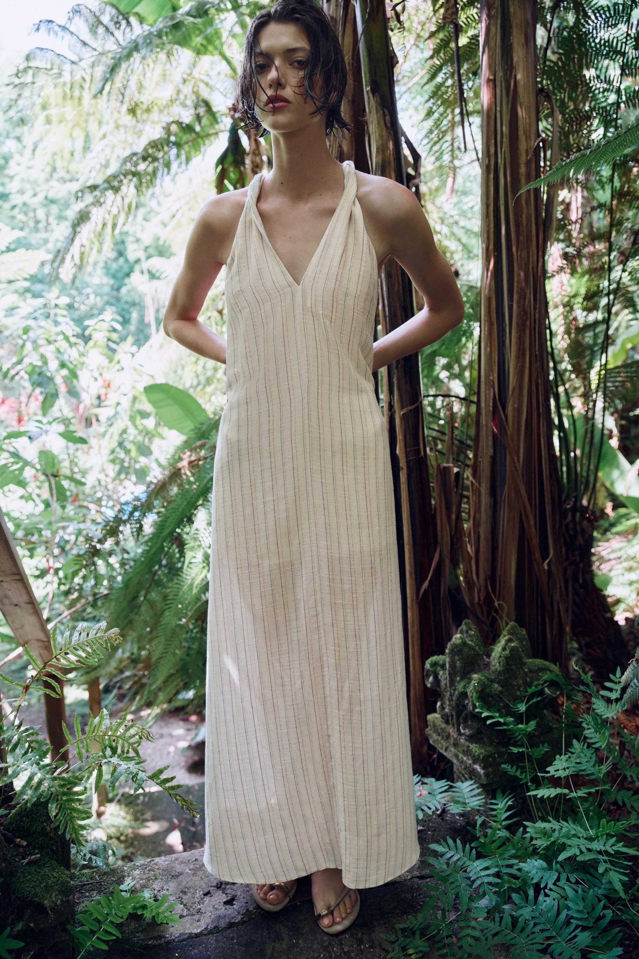 Женские платья Zara METALLIC THREAD STRIPED LONG DRESS