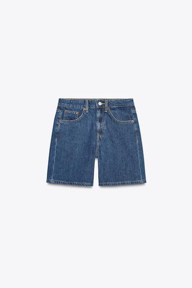 TRF MID-RISE DENIM BERMUDA SHORTS - Navy blue by Zara - Image 0