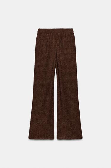 CRINKLE-EFFECT TROUSERS - Brown by Zara - Image 6