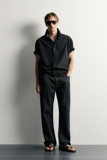RELAXED FIT SHIRT WITH ADJUSTABLE HEM - Black by Zara