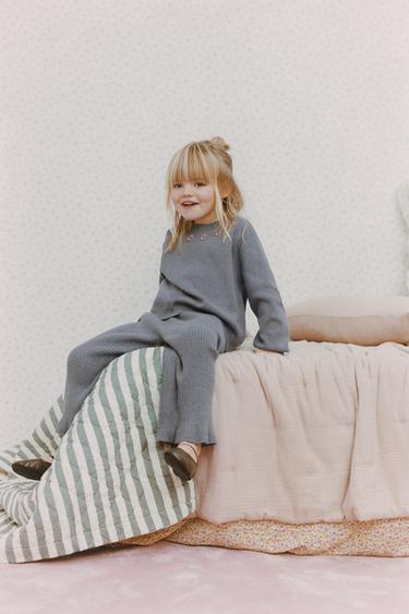 KNIT TROUSERS WITH RUFFLES - Grey marl by Zara