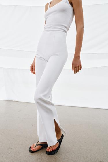 FLARE TROUSERS WITH VENTS ZW COLLECTION - White by Zara