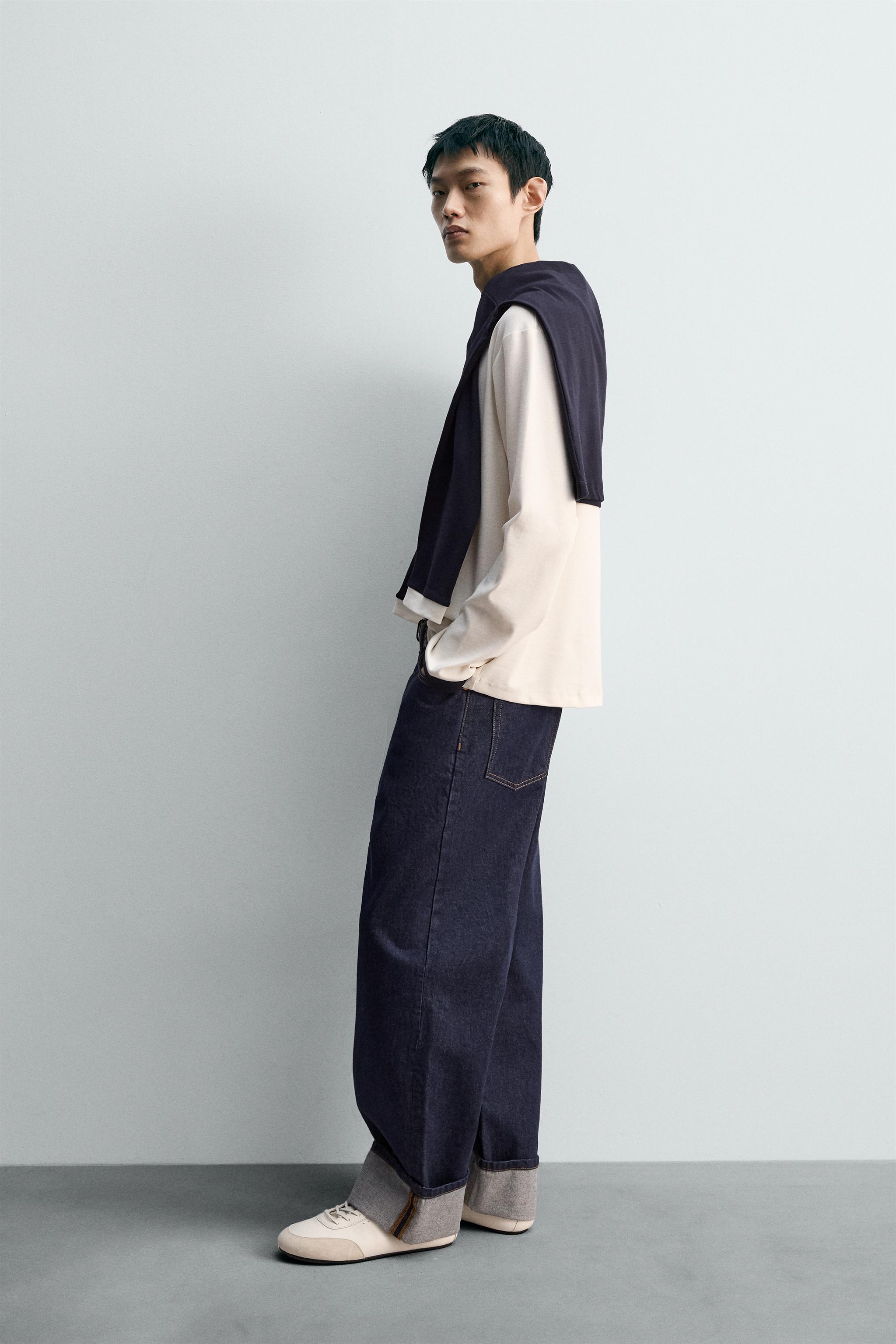 LONG SLEEVE CONTRAST RIBBED T-SHIRT