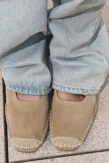 SPLIT SUEDE BRAIDED SLINGBACKS - Light beige by Zara - Image 1