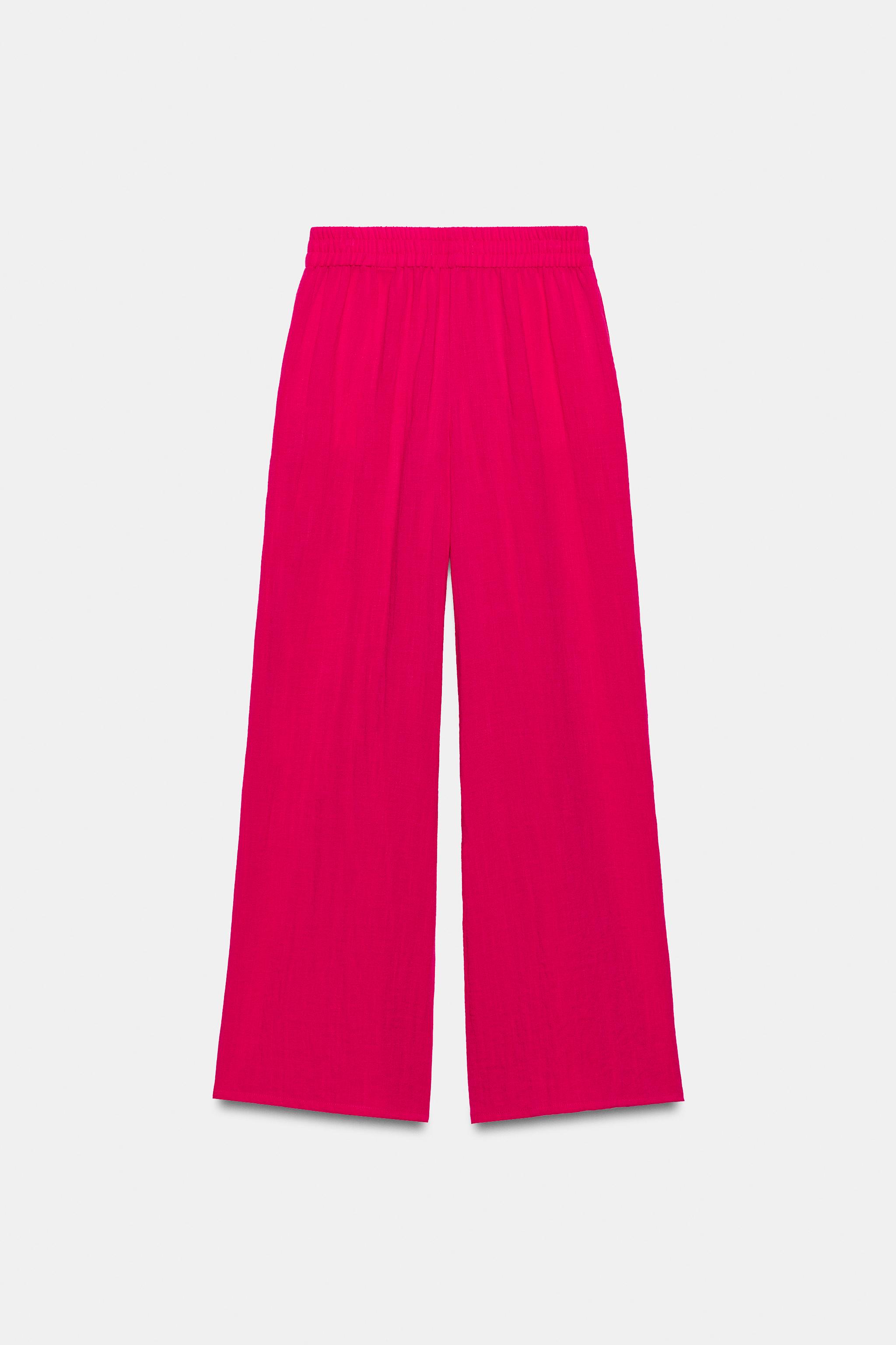 Женские брюки Zara ELASTIC WAISTBAND WIDE LEG PANTS — фото 7