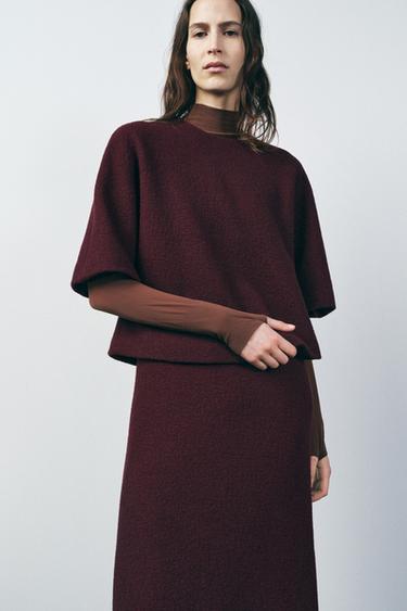 Zara 100% WOOL TOP MINIMAL ZW COLLECTION - Wine