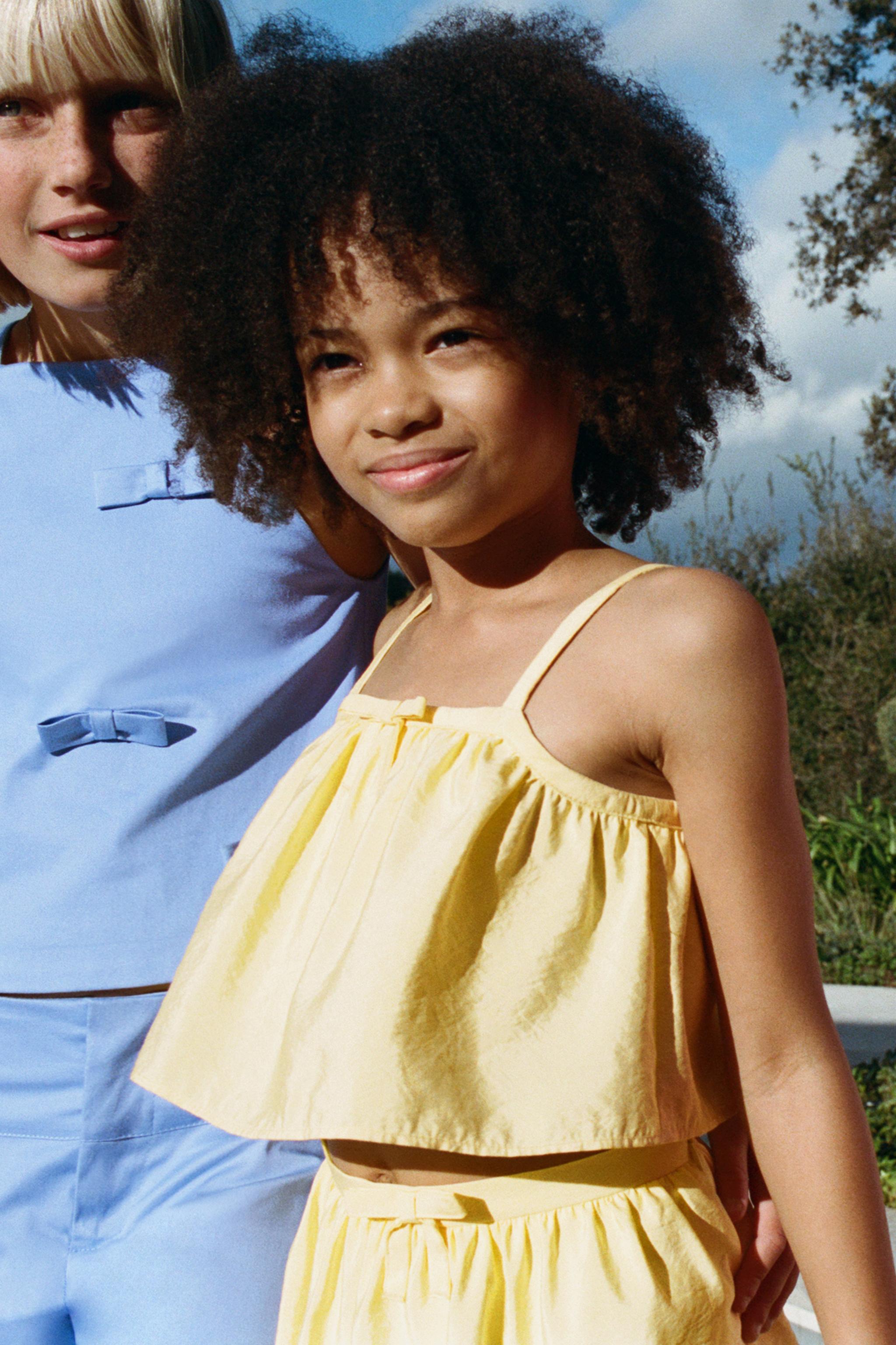 TAFFETA CROPPED TOP — Yellow