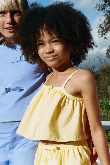 TOP CROPPED TAFFETAS - Jaune de Zara - Image 5