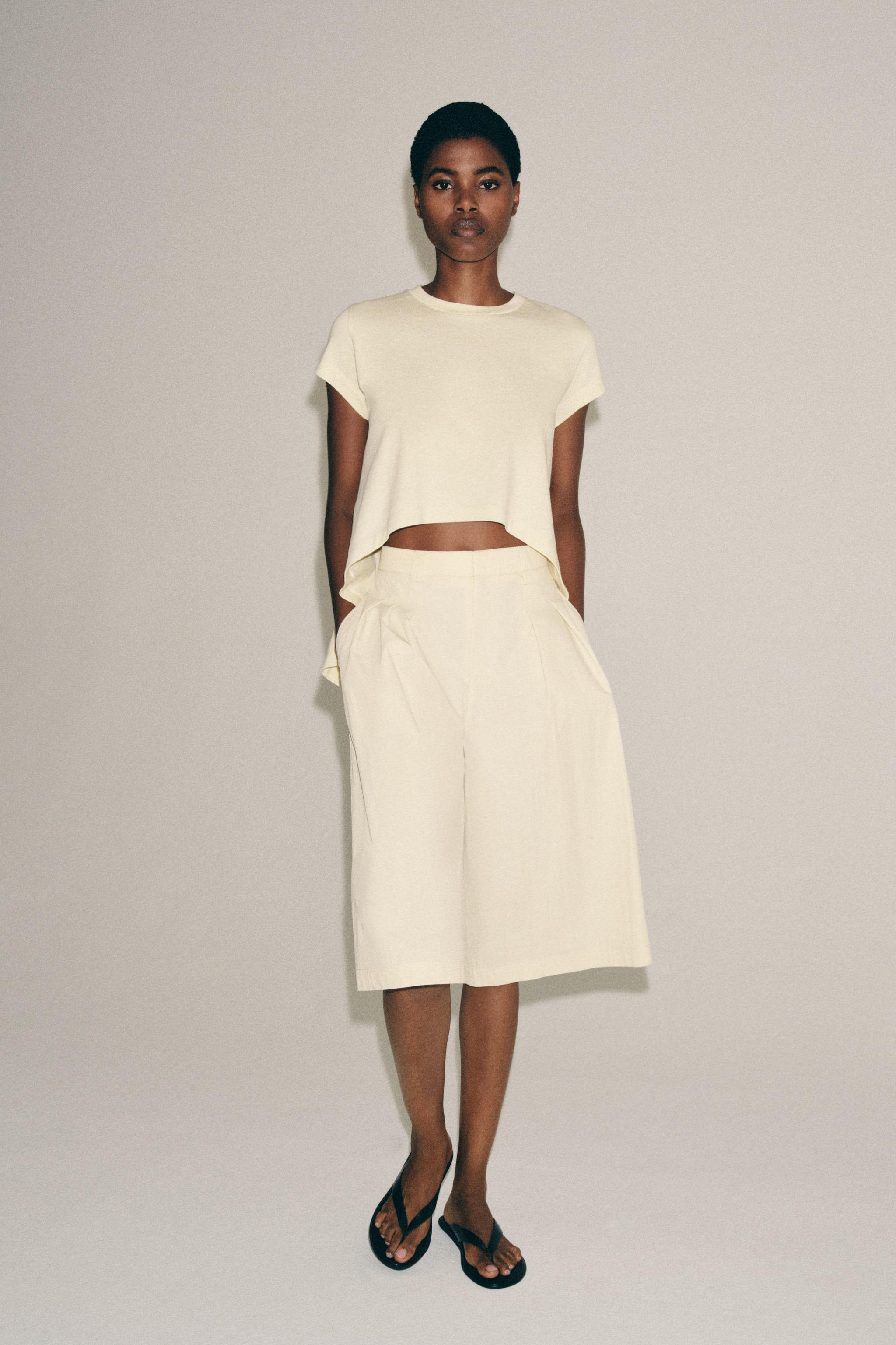 ASYMMETRIC COTTON T-SHIRT — Butter