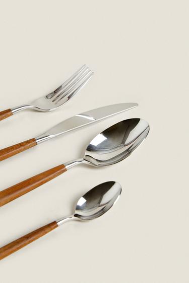 4-PIECE MAPLE WOOD CUTLERY SET - Light beige by Zara