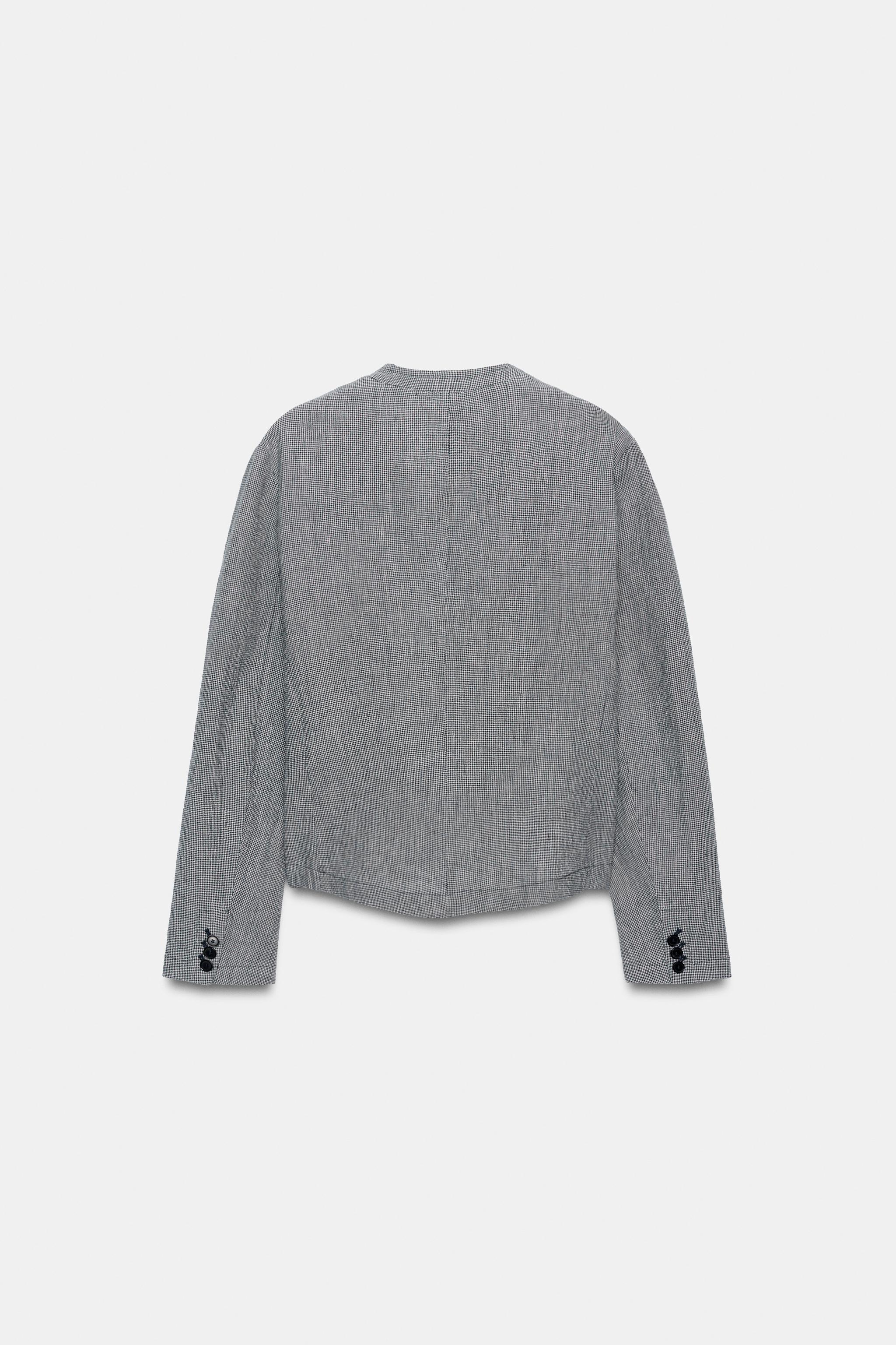HOUNDSTOOTH LINEN BLEND BLAZER ZW COLLECTION