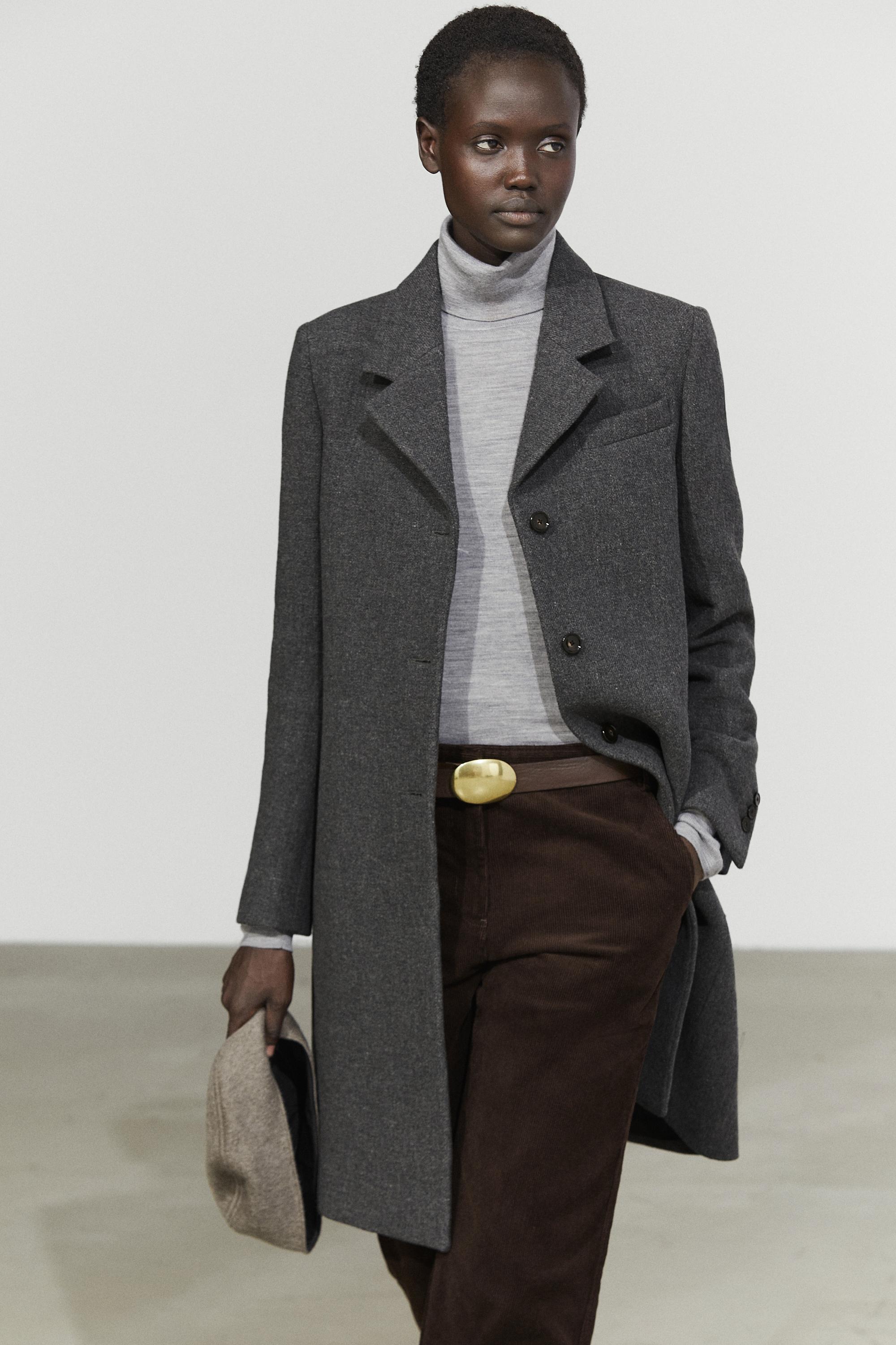 Manteau en tissu bouclé mélangé de laine
