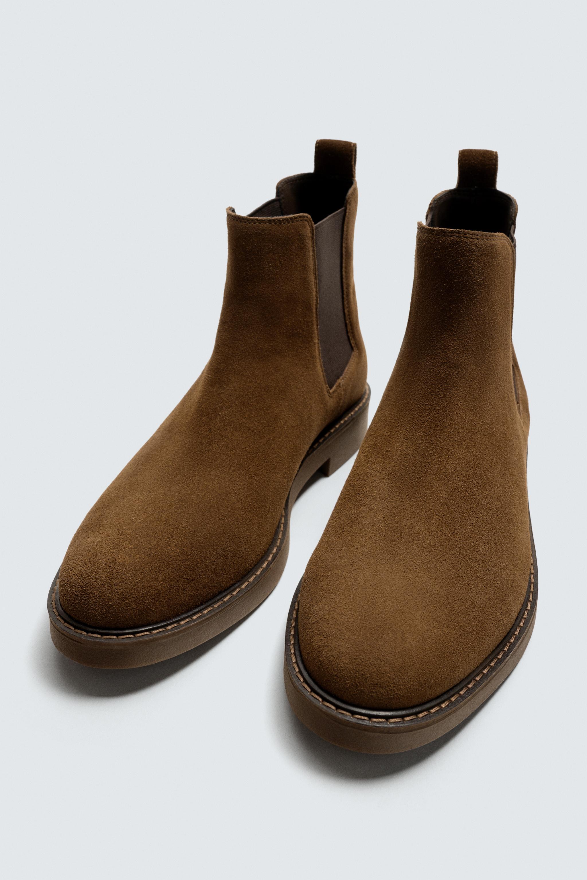 Zara Men’s Tan Suede Chelsea Boots -Size 12 US / 45 EU- Ankle Elastic Pull On LEATHER CHELSEA BOOTS - Sand Brown | ZARA Australia main image 2