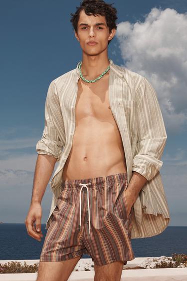 STRIPED LIMITED EDITION MID-LENGTH SWIMMING TRUNKS - Multicoloured by Zara - Image 0