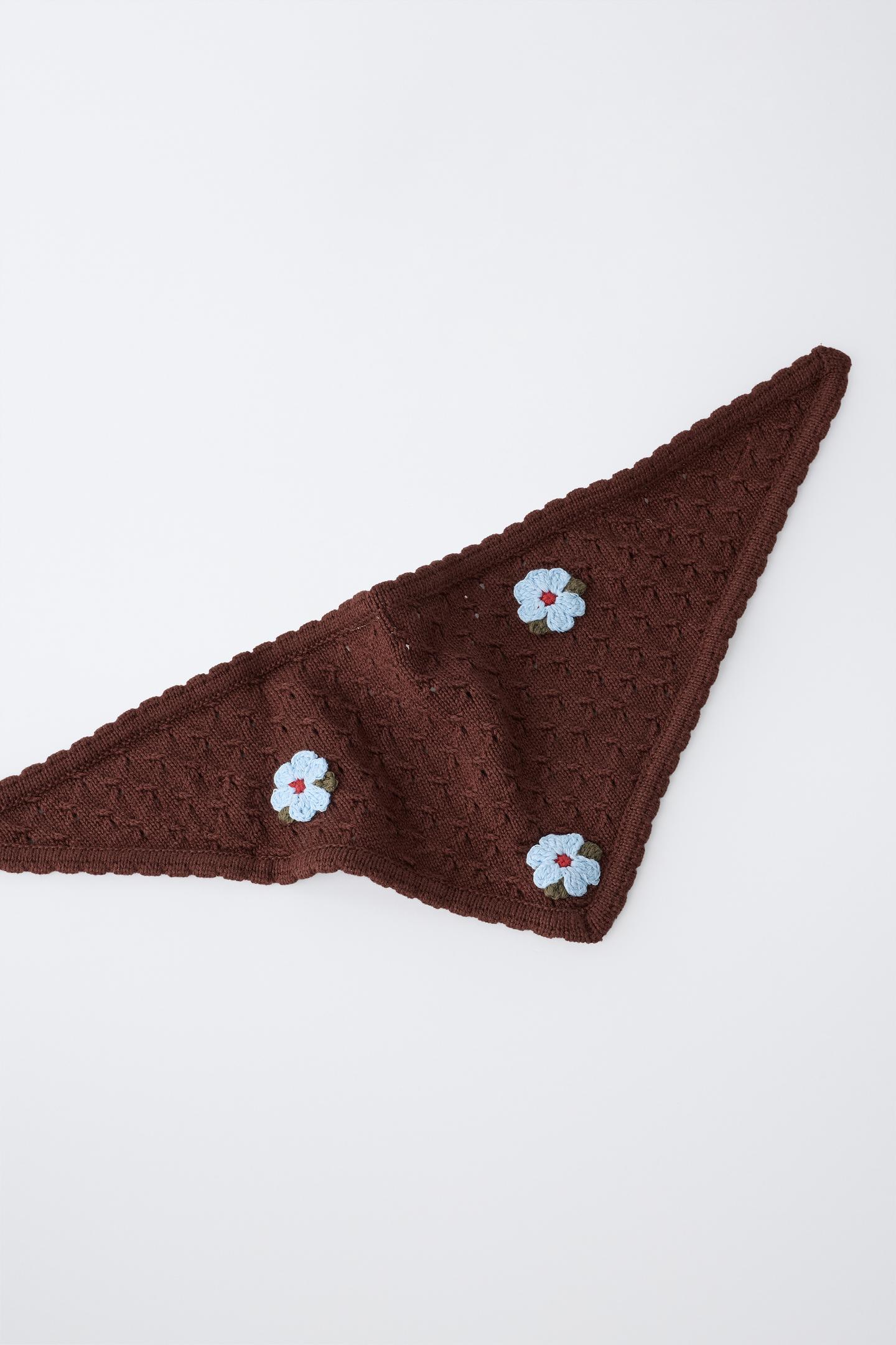 Детские свитеры Zara Floral Knit Bandana, цвет: Коричневый — фото 3