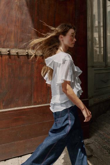 CAMISA ROMÀNTICA AMB VOLANTS - Blanc de Zara