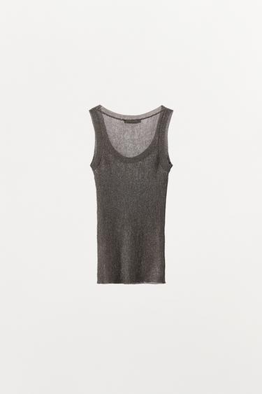 METALLIC THREAD KNIT TOP - Grey by Zara - Image 6