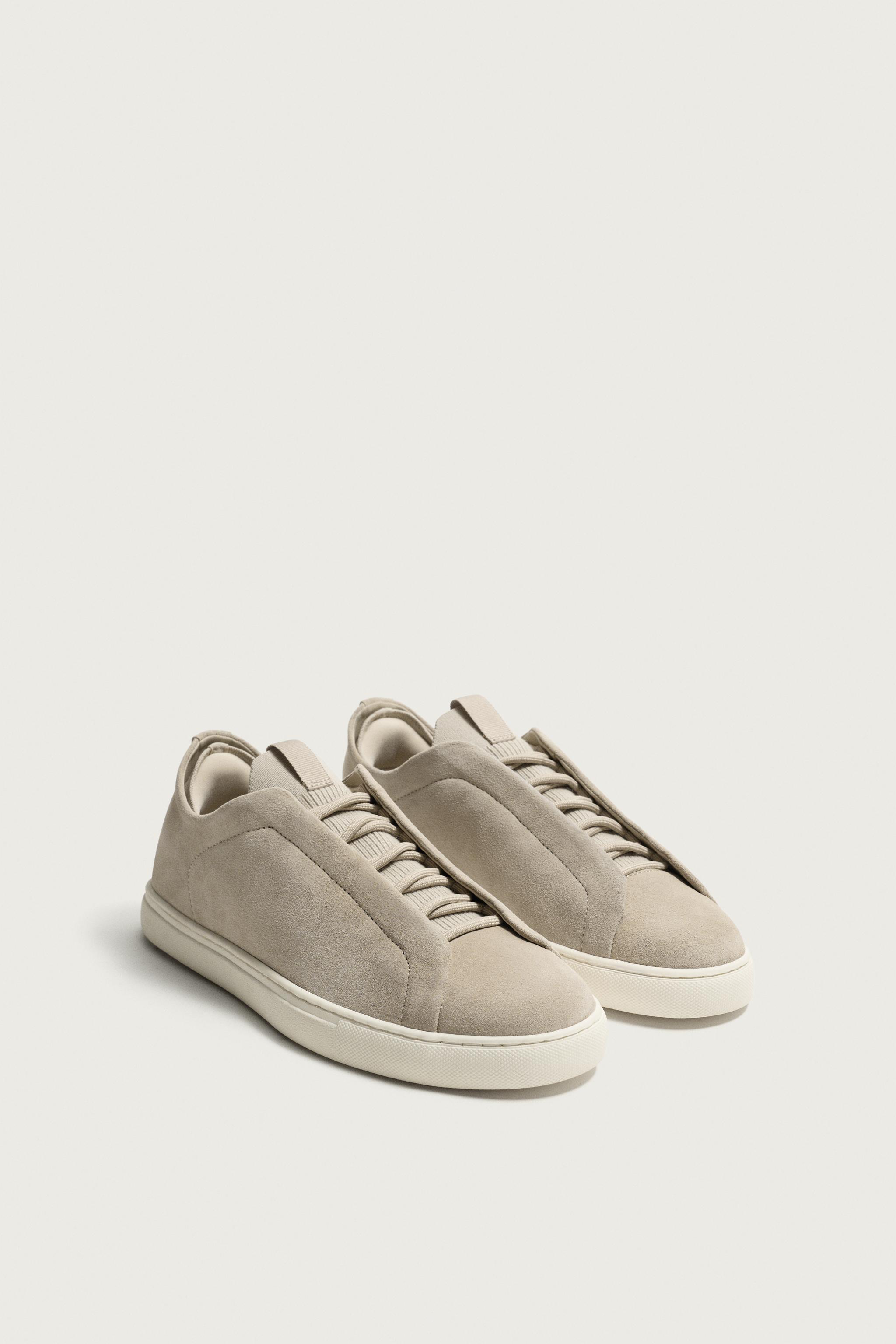 LEATHER SNEAKERS — Sandy Brown