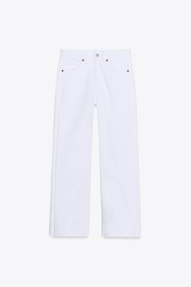 TRF CROPPED FLARE HIGH-WAIST JEANS - White by Zara