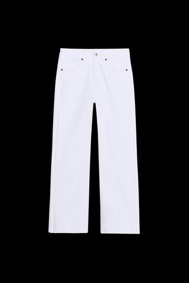 JEANS TRF CROPPED FLARE TIRO ALTO - Blanco de Zara - Imagen 0