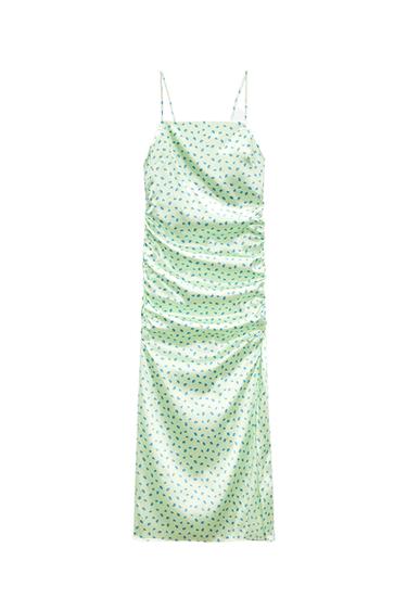 SATIN EFFECT FLORAL PRINT DRESS