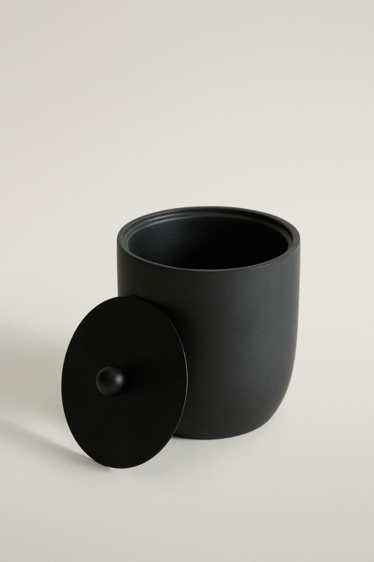 BLACK RESIN BATHROOM ORGANIZER JAR — Black