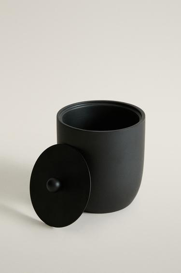 BLACK RESIN BATHROOM ORGANIZER JAR — Black 2