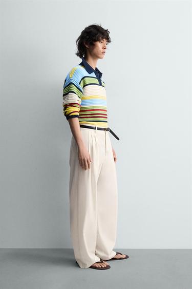 POLO EN MAILLE JACQUARD À RAYURES - Multicolore de Zara - Image 3