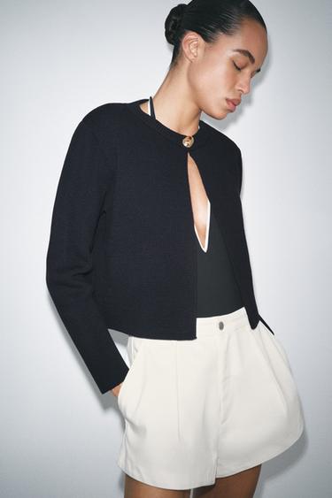 KNIT CARDIGAN WITH GOLDEN BUTTONS - Navy blue by Zara - Image 1