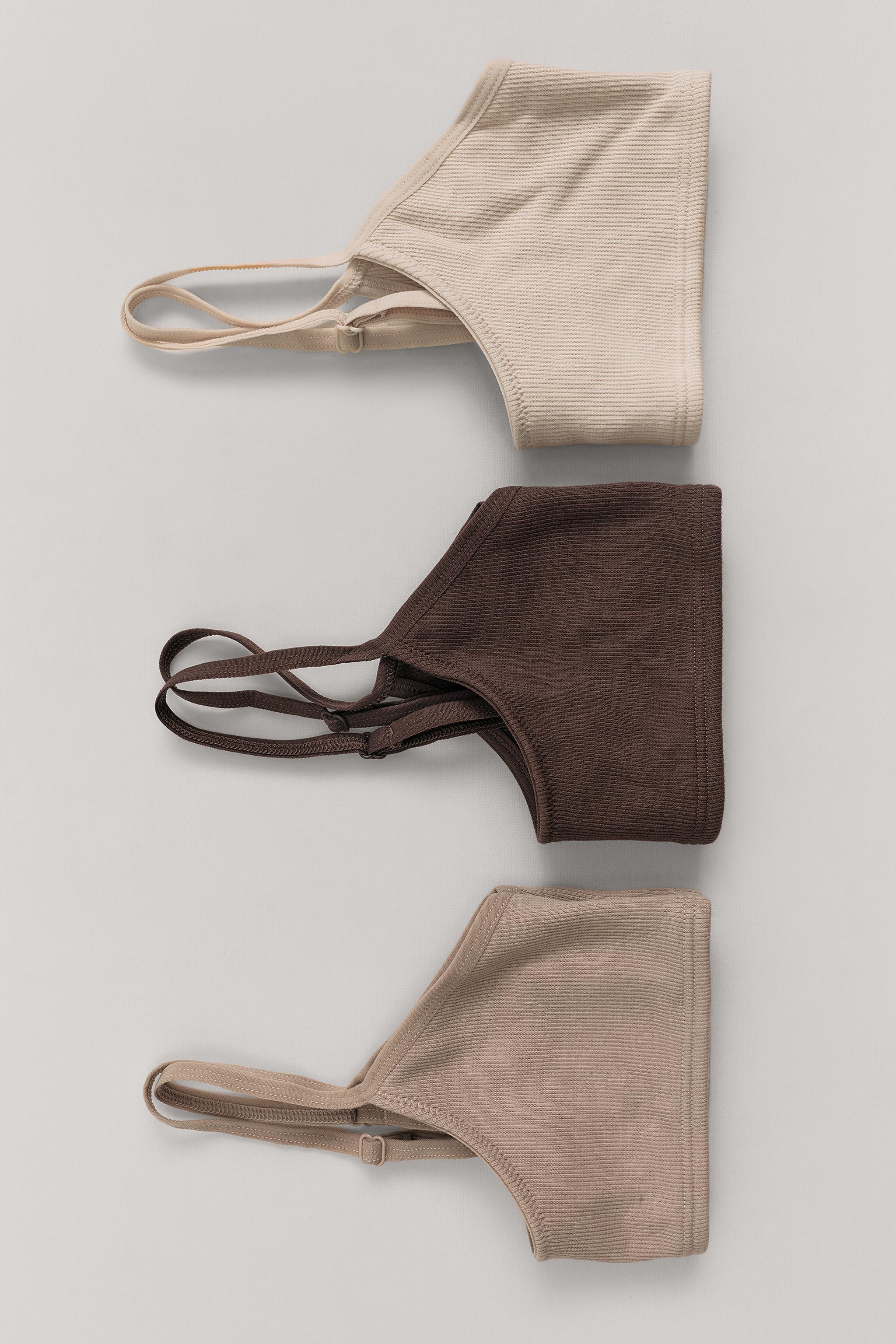 8-14 YEARS / PACK OF THREE RIBBED TOPS — taupe brown
