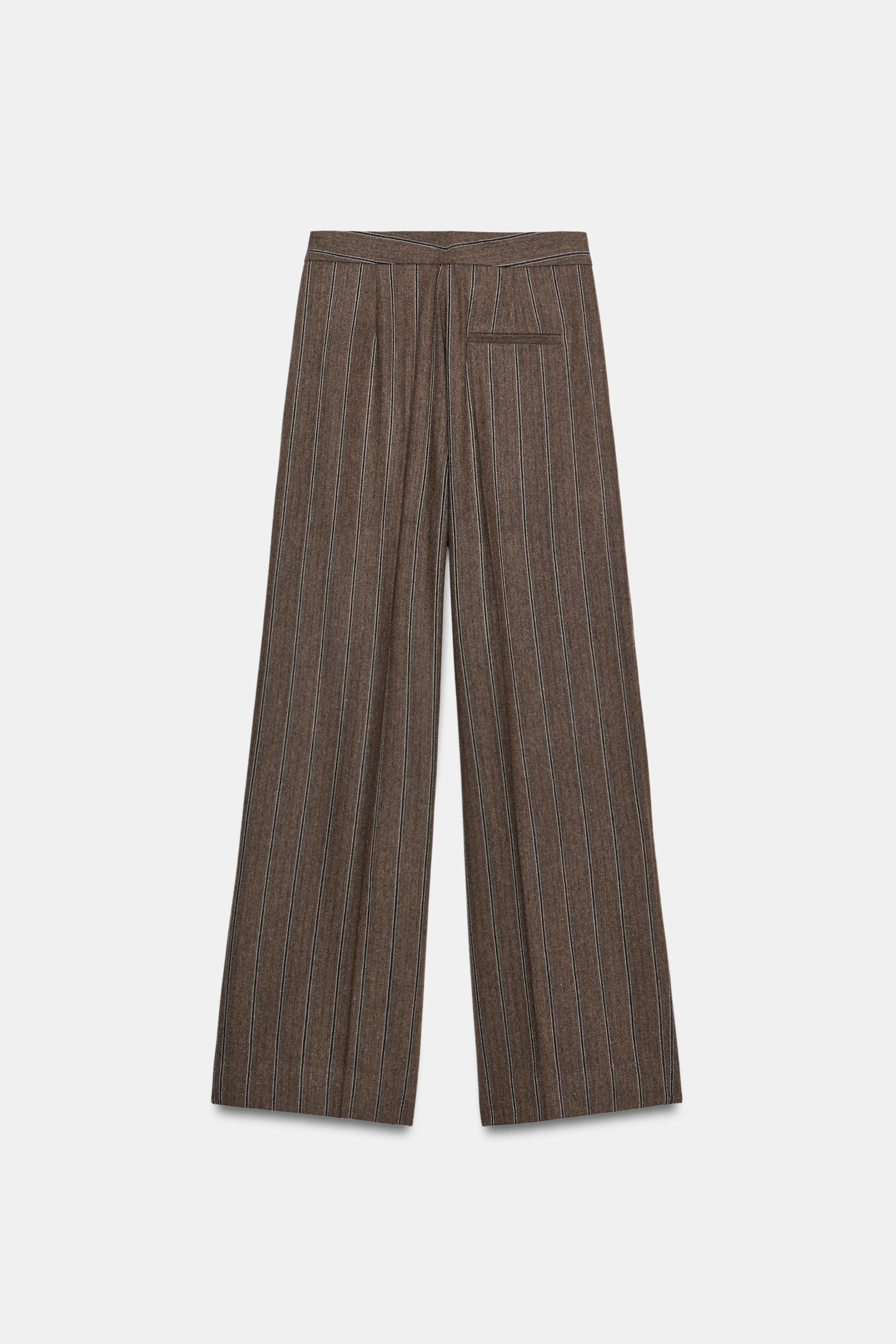 STRIPED HERRINGBONE PANTS Z2 COLLECTION - Ocher | ZARA United States