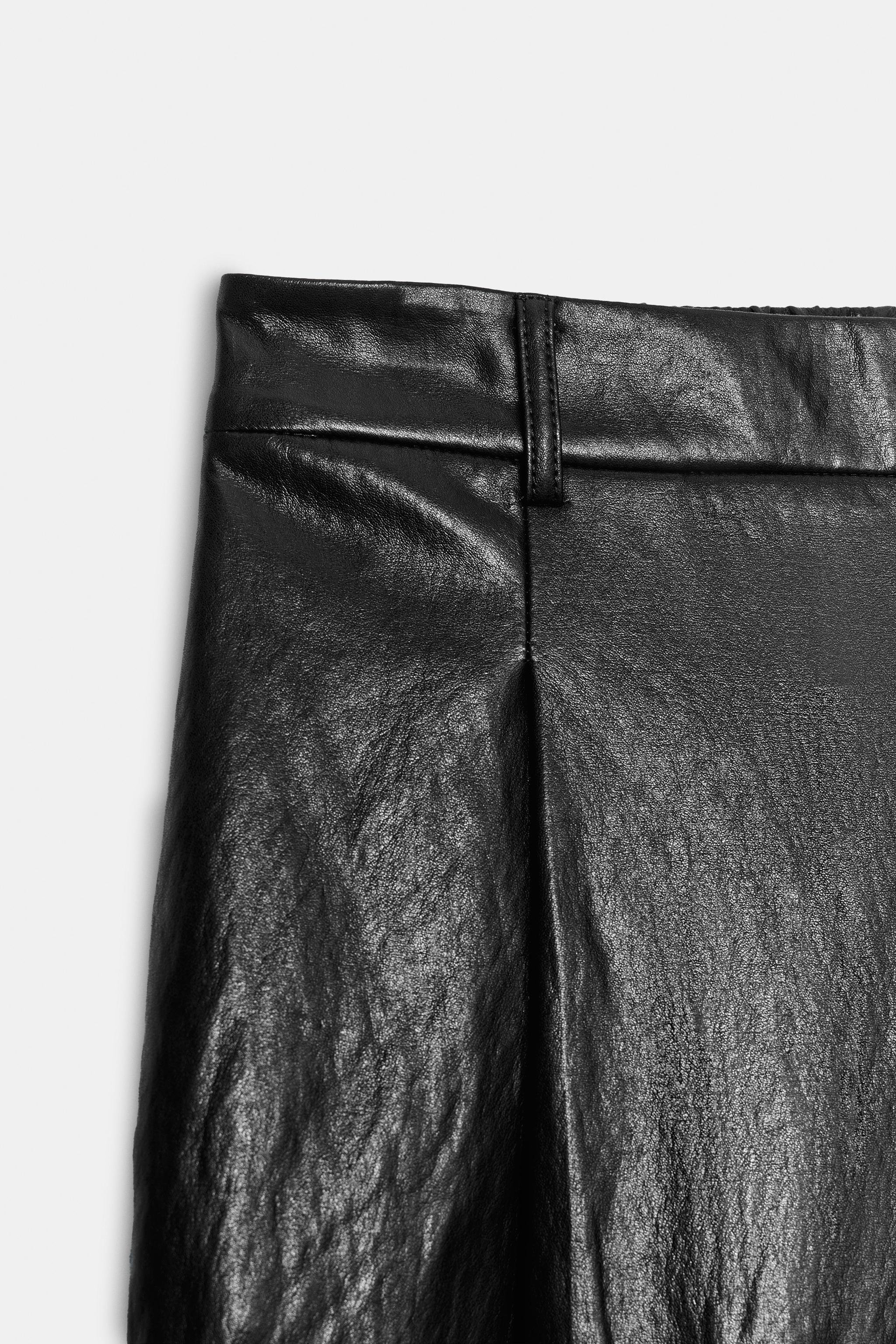 FAUX LEATHER PLEATED CULOTTE PANTS