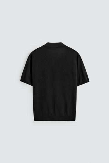 REGULAR FIT KNIT POLO SHIRT - Black by Zara - Image 7