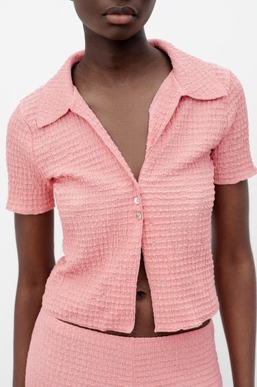 TEXTURED CROPPED JACKET - Pale pink by Zara
