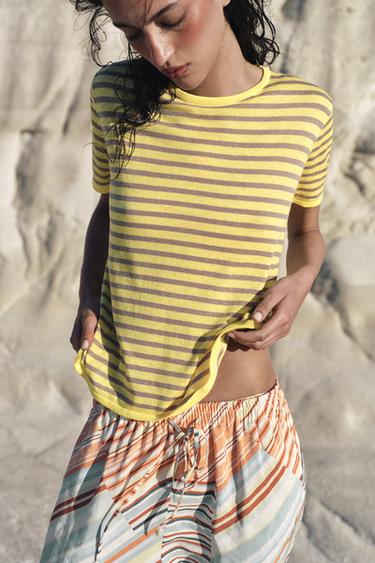 STRIPED KNIT TOP - Yellow by Zara