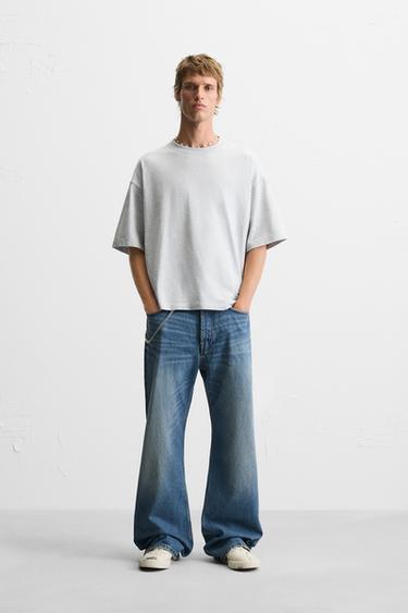 CAMISETA BOXY FIT BÁSICA - Gris vigoré de Zara