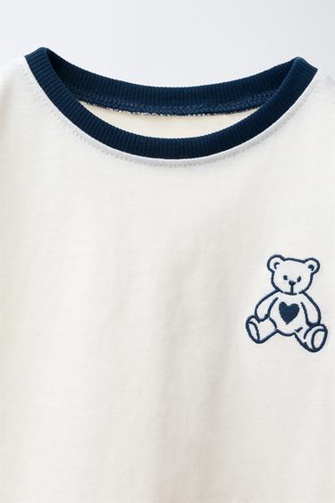 T-SHIRT VARSITY OURS BRODÉ - Blanc de Zara - Image 2