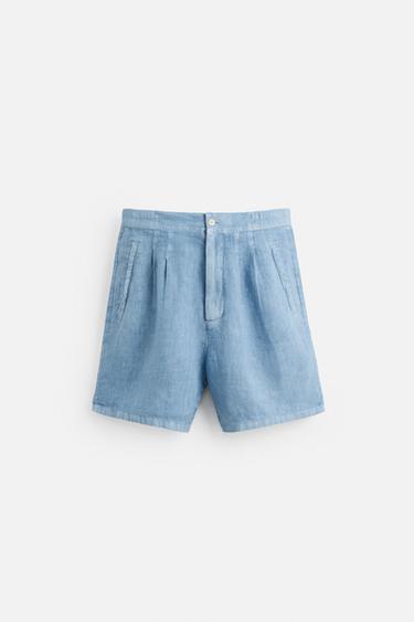 WASHED 100% LINEN BERMUDA SHORTS - Bluish by Zara - Image 6