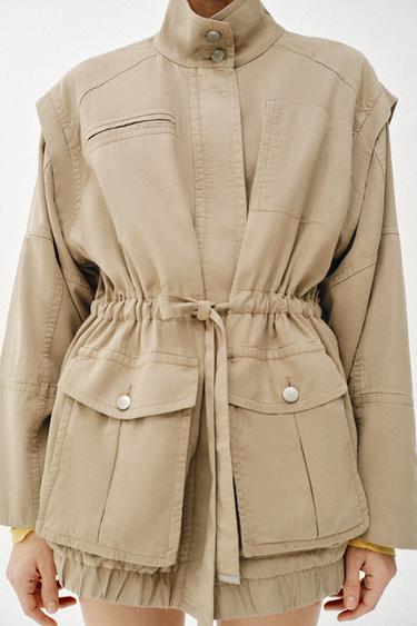 CAZADORA LARGA CUELLO SUBIDO - Marrón / Topo de Zara