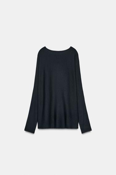 LONG CAPE KNIT SWEATER - Navy blue by Zara - Image 1