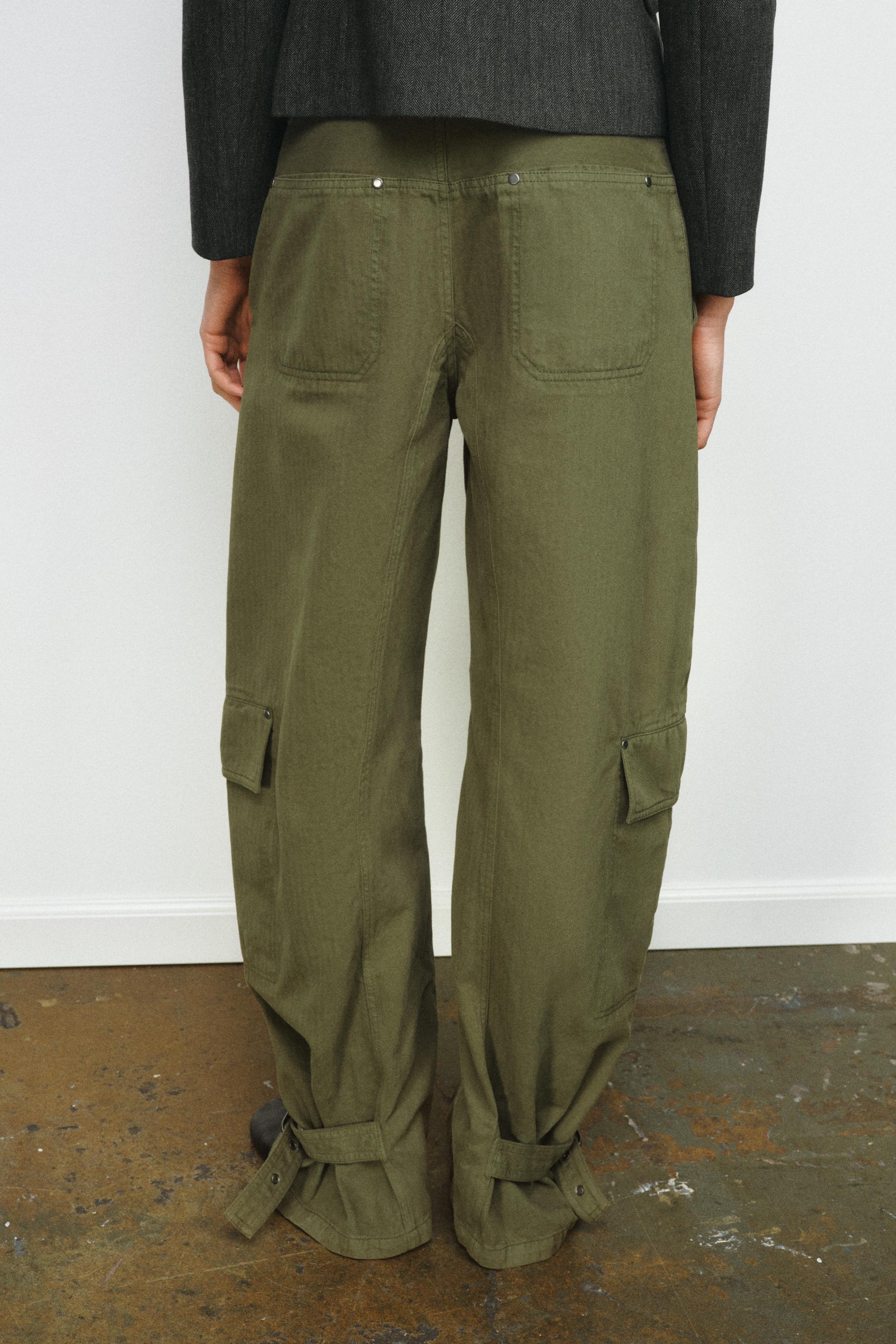 ZW COLLECTION BARREL CARGO PANTS - Khaki | ZARA Canada