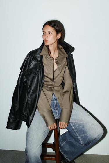 CHEMISE BAS AJUSTÉ - Gris taupe de Zara - Image 5