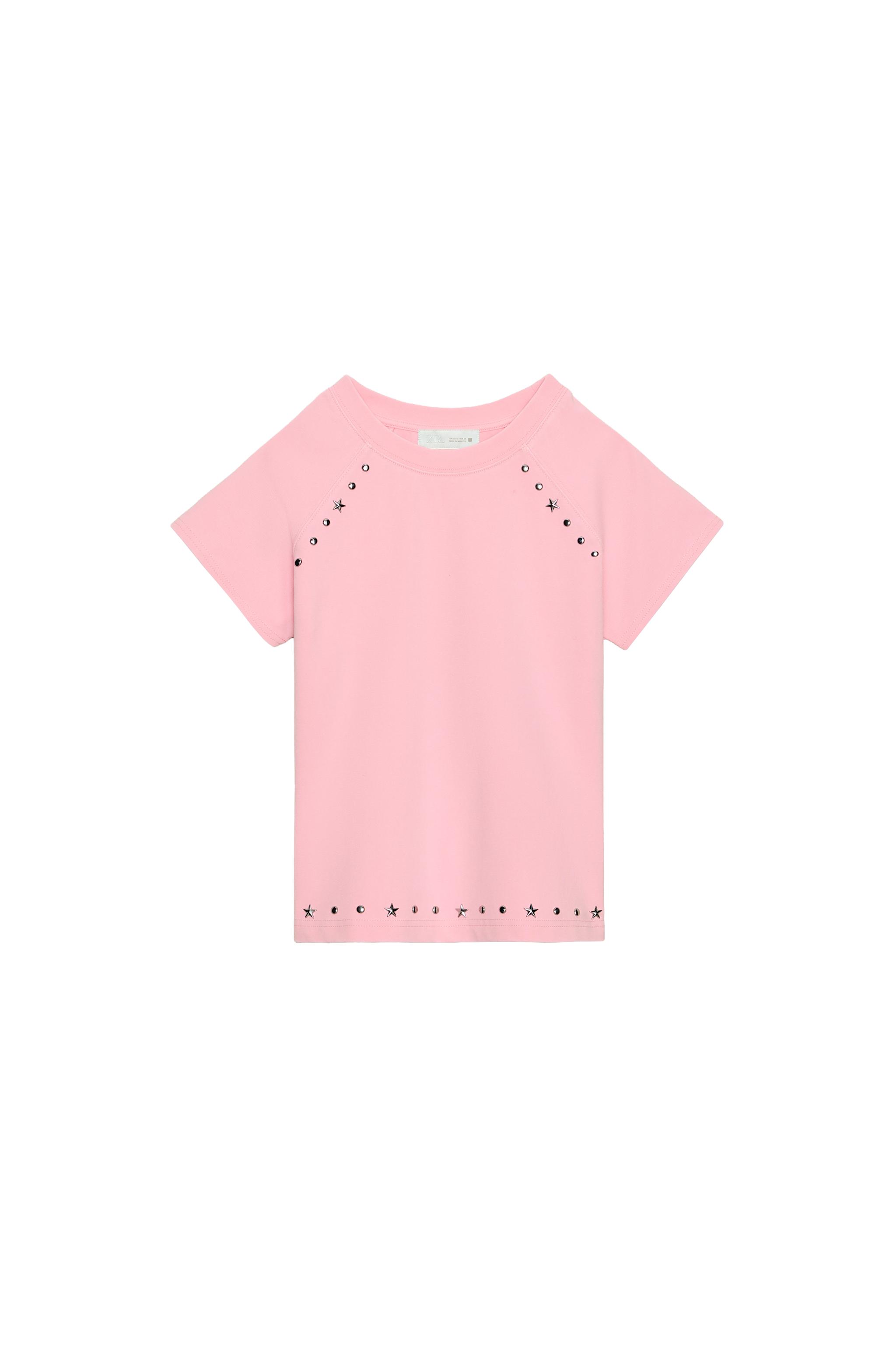 ウォッシュドスタッドTシャツ - ピンク | ZARA Japan / 日本
